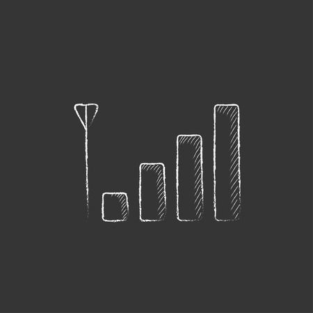 Mobile phone signal sign. Hand drawn in chalk vector isolated icon for web, mobile and infographics.のイラスト素材
