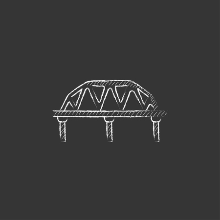Rail way bridge. Hand drawn in chalk vector isolated icon for web, mobile and infographics.のイラスト素材
