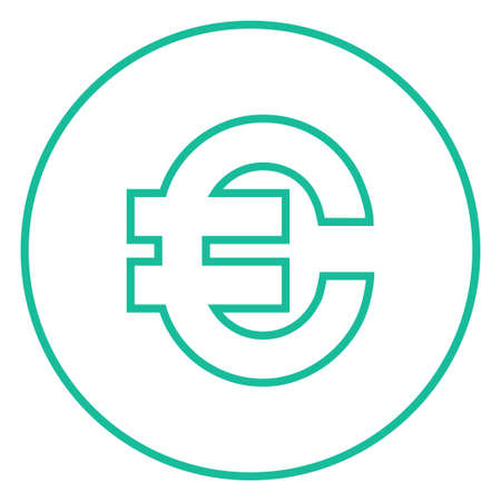 Euro symbol thick line icon with pointed corners and edges for web, mobile and infographics. Vector isolated icon.のイラスト素材