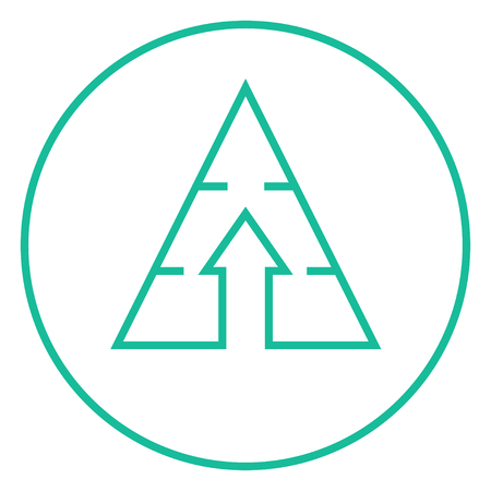 Pyramid with arrow up thick line icon with pointed corners and edges for web, mobile and infographics. Vector isolated icon.のイラスト素材