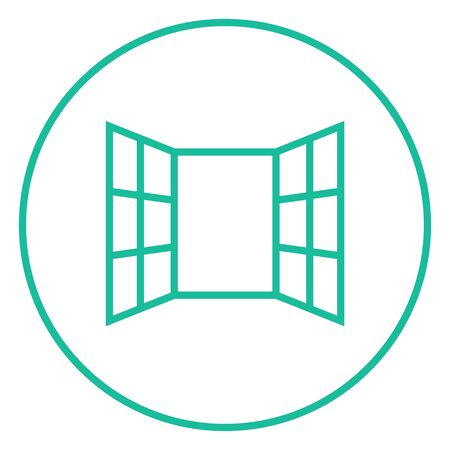 Open windows thick line icon with pointed corners and edges for web, mobile and infographics. Vector isolated icon.のイラスト素材