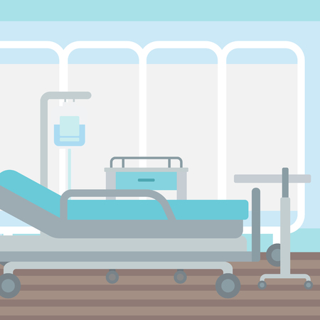 Background of hospital ward with medical equipment vector flat design illustration. Square layout.のイラスト素材