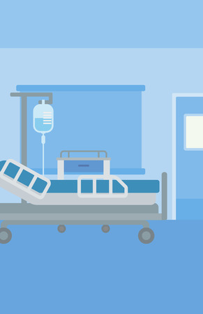 Background of hospital ward with medical equipment vector flat design illustration. Vertical layout.のイラスト素材
