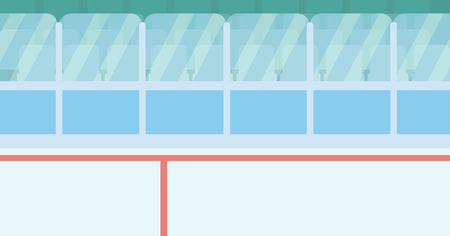 Background of ice hockey stadium with boards and glass vector flat design illustration. Horizontal layout.のイラスト素材