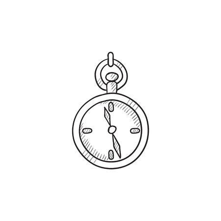 Pocket watch sketch icon for web, mobile and infographics. Hand drawn Pocket watch icon. Pocket watch vector icon. Pocket watch icon isolated on white background.のイラスト素材