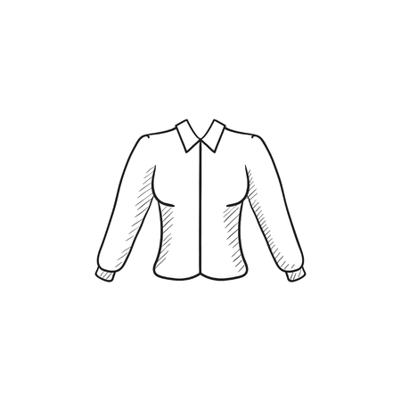Female blouse vector sketch icon isolated on background. Hand drawn Female blouse icon. Female blouse sketch icon for infographic, website or app.のイラスト素材