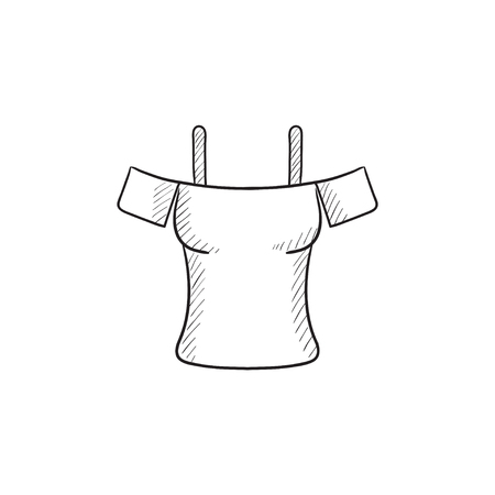 Female shirt vector sketch icon isolated on background. Hand drawn Female shirt icon. Female shirt sketch icon for infographic, website or app.のイラスト素材