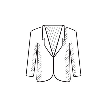 Male jacket vector sketch icon isolated on background. Hand drawn Male jacket icon. Male jacket sketch icon for infographic, website or app.のイラスト素材