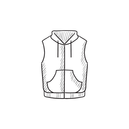 Vest down jacket vector sketch icon isolated on background. Hand drawn Vest down jacket icon. Vest down jacket sketch icon for infographic, website or app.のイラスト素材