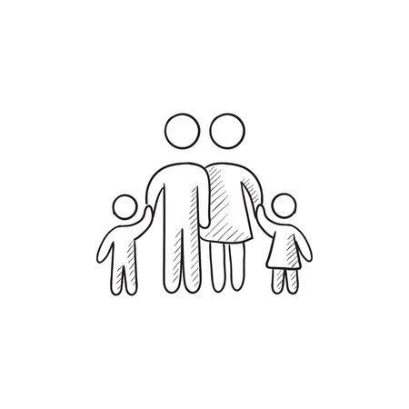Family vector sketch icon isolated on background. Hand drawn Family icon. Family sketch icon for infographic, website or app.のイラスト素材