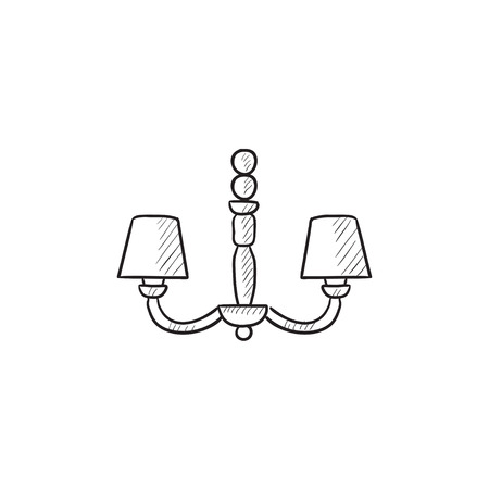 Chandelier vector sketch icon isolated on background. Hand drawn Chandelier icon. Chandelier sketch icon for infographic, website or app.のイラスト素材