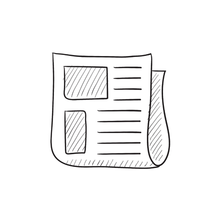 Newspaper vector sketch icon isolated on background. Hand drawn Newspaper icon. Newspaper sketch icon for infographic, website or app.のイラスト素材