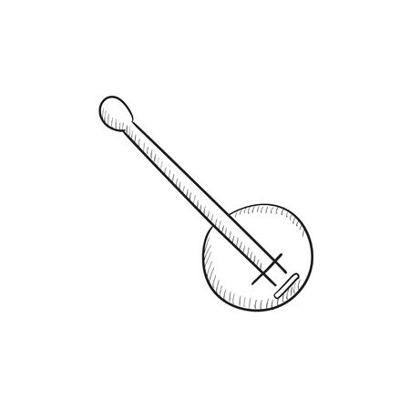 Banjo vector sketch icon isolated on background. Hand drawn Banjo icon. Banjo sketch icon for infographic, website or app.のイラスト素材