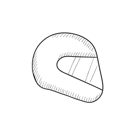 Motorcycle helmet vector sketch icon isolated on background. Hand drawn Motorcycle helmet icon. Motorcycle helmet sketch icon for infographic, website or app.のイラスト素材