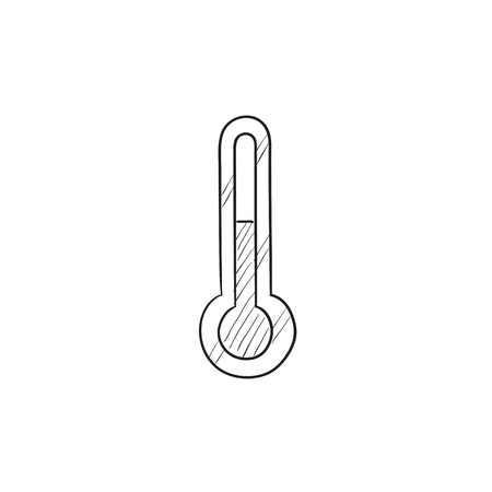 Thermometer vector sketch icon isolated on background. Hand drawn Thermometer icon. Thermometer sketch icon for infographic, website or app.のイラスト素材