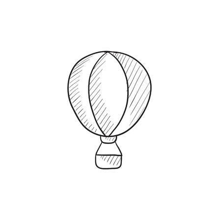 Hot air balloon vector sketch icon isolated on background. Hand drawn Hot air balloon icon. Hot air balloon sketch icon for infographic, website or app.のイラスト素材