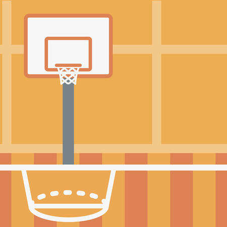 Background of basketball court. Basketball arena vector flat design illustration. School basketball court. Sport concept. Square layout.のイラスト素材