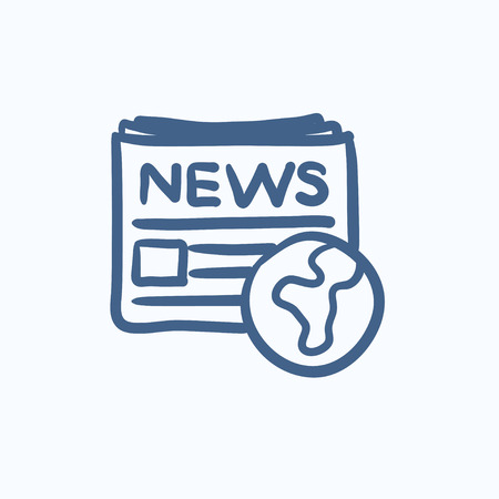 International newspaper vector sketch icon isolated on background. Hand drawn International newspaper icon. International newspaper sketch icon for infographic, website or app.のイラスト素材