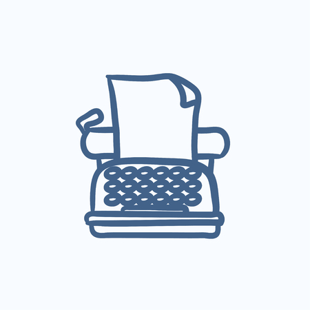 Typewriter vector sketch icon isolated on background. Hand drawn Typewriter icon. Typewriter sketch icon for infographic, website or app.のイラスト素材