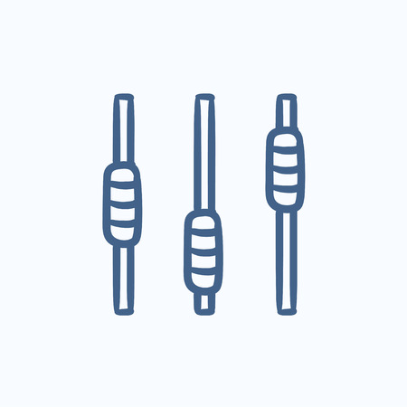 Sound mixer console vector sketch icon isolated on background. Hand drawn Sound mixer console icon. Sound mixer console sketch icon for infographic, website or app.のイラスト素材