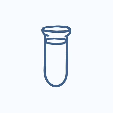 Test tube vector sketch icon isolated on background. Hand drawn Test tube icon. Test tube sketch icon for infographic, website or app.のイラスト素材