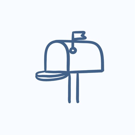 Mail box vector sketch icon isolated on background. Hand drawn Mail box icon. Mail box sketch icon for infographic, website or app.のイラスト素材