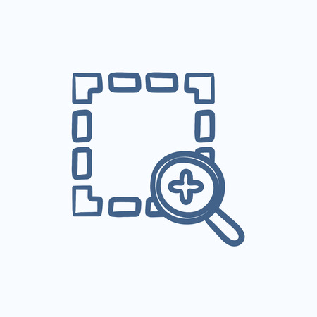 Zoom in vector sketch icon isolated on background. Hand drawn Zoom in icon. Zoom in sketch icon for infographic, website or app.のイラスト素材
