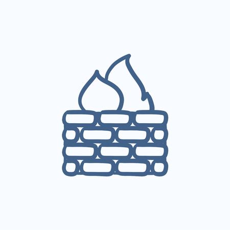 Firewall vector sketch icon isolated on background. Hand drawn Firewall icon. Firewall sketch icon for infographic, website or app.のイラスト素材