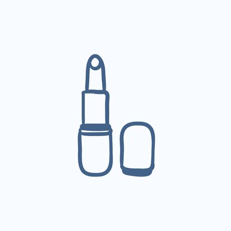 Lipstick vector sketch icon isolated on background. Hand drawn Lipstick icon. Lipstick sketch icon for infographic, website or app.のイラスト素材