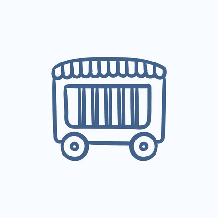 Circus wagon vector sketch icon isolated on background. Hand drawn Circus wagon icon. Circus wagon sketch icon for infographic, website or app.のイラスト素材