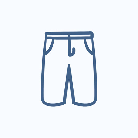 Male shorts vector sketch icon isolated on background. Hand drawn Male shorts icon. Male shorts sketch icon for infographic, website or app.のイラスト素材