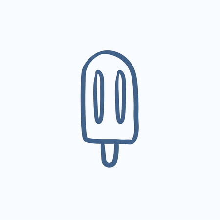 Popsicle vector sketch icon isolated on background. Hand drawn Popsicle icon. Popsicle sketch icon for infographic, website or app.のイラスト素材