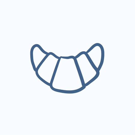 Croissant vector sketch icon isolated on background. Hand drawn Croissant icon. Croissant sketch icon for infographic, website or app.のイラスト素材