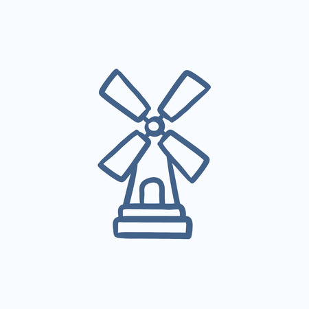 Windmill  vector sketch icon isolated on background. Hand drawn Windmill  icon. Windmill  sketch icon for infographic, website or app.のイラスト素材