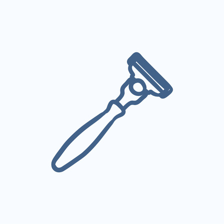 Razor vector sketch icon isolated on background. Hand drawn Razor icon. Razor sketch icon for infographic, website or app.のイラスト素材
