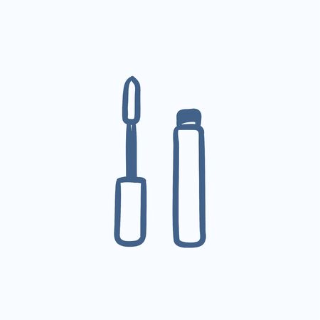 Mascara vector sketch icon isolated on background. Hand drawn Mascara icon. Mascara sketch icon for infographic, website or app.のイラスト素材