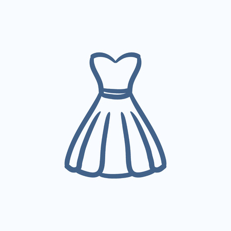 Dress vector sketch icon isolated on background. Hand drawn Dress icon. Dress sketch icon for infographic, website or app.のイラスト素材