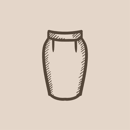Skirt vector sketch icon isolated on background. Hand drawn Skirt icon. Skirt sketch icon for infographic, website or app.のイラスト素材