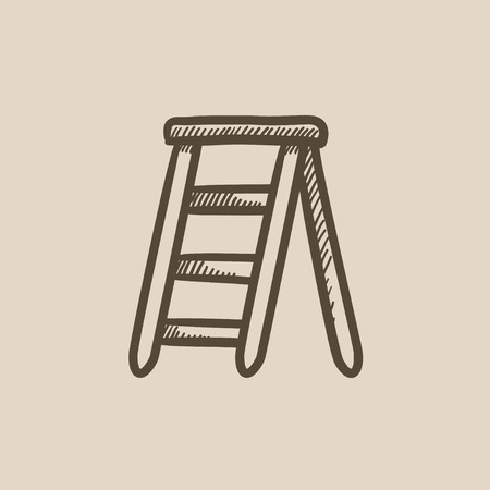 Stepladder vector sketch icon isolated on background. Hand drawn Stepladder icon. Stepladder sketch icon for infographic, website or app.のイラスト素材