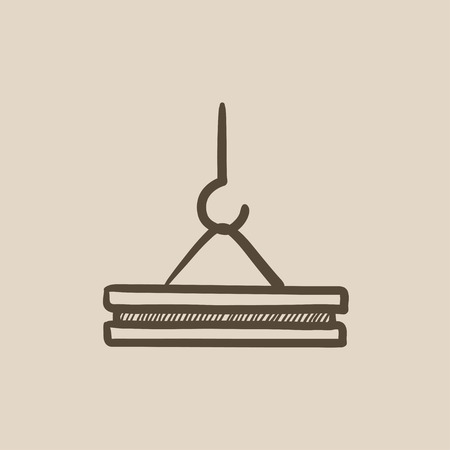 Crane hook vector sketch icon isolated on background. Hand drawn Crane hook icon. Crane hook sketch icon for infographic, website or app.のイラスト素材