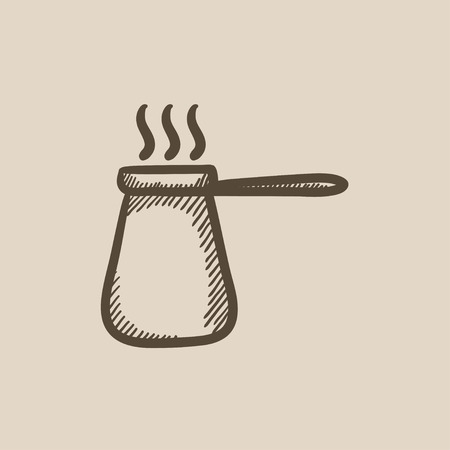 Coffee turk vector sketch icon isolated on background. Hand drawn Coffee turk icon. Coffee turk sketch icon for infographic, website or app.のイラスト素材