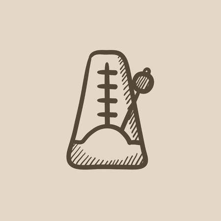 Metronome vector sketch icon isolated on background. Hand drawn Metronome icon. Metronome sketch icon for infographic, website or app.のイラスト素材