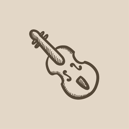 Cello vector sketch icon isolated on background. Hand drawn Cello icon. Cello sketch icon for infographic, website or app.のイラスト素材