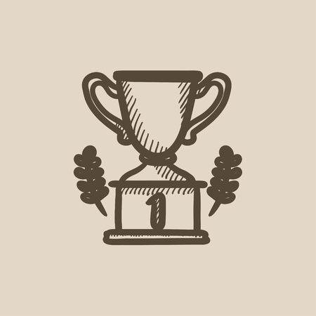 Trophy vector sketch icon isolated on background. Hand drawn Trophy icon. Trophy sketch icon for infographic, website or app.のイラスト素材