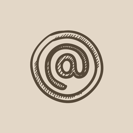 At sign vector sketch icon isolated on background. Hand drawn At sign icon. At sign sketch icon for infographic, website or app.のイラスト素材