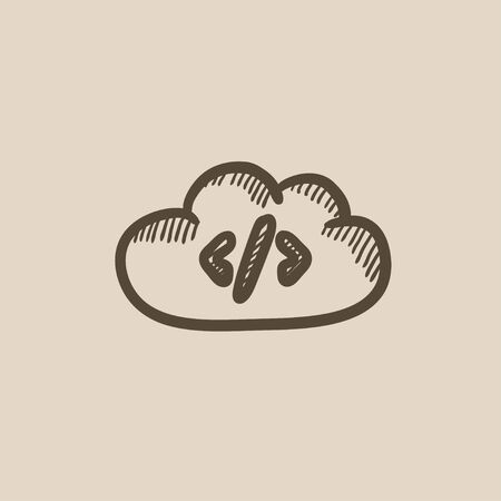Transferring files cloud apps vector sketch icon isolated on background. Hand drawn Transferring files cloud apps icon. Transferring files cloud apps sketch icon for infographic, website or app.のイラスト素材