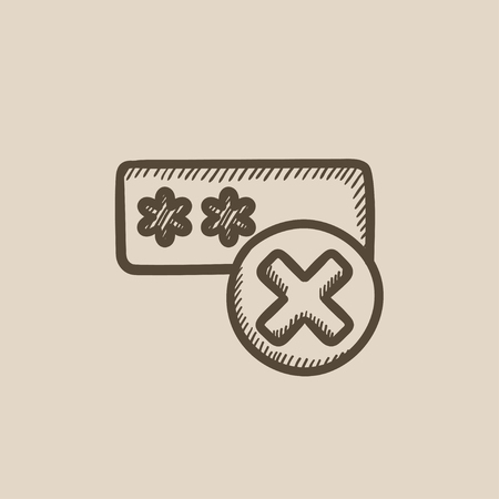 Wrong password vector sketch icon isolated on background. Hand drawn Wrong password icon. Wrong password sketch icon for infographic, website or app.のイラスト素材