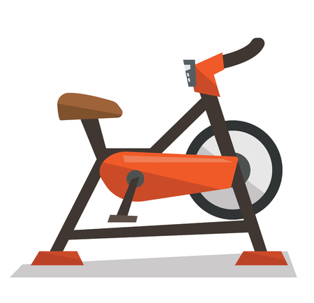 Stationary exercise bike vector flat design illustration isolated on white background.のイラスト素材
