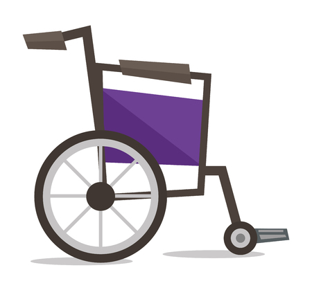 Side view of empty wheelchair vector flat design illustration isolated on white background.のイラスト素材