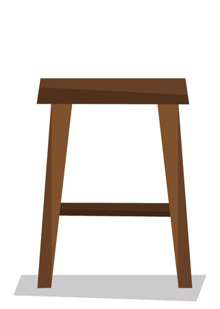 Wooden backless stool vector flat design illustration isolated on white background.のイラスト素材